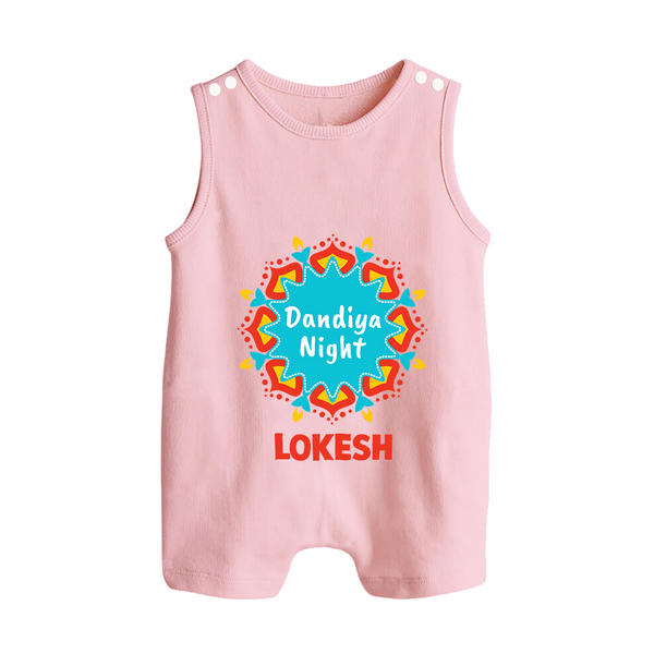 Dandiya Night Personalized Button Romper - BABY PINK - New Born (Chest 18")