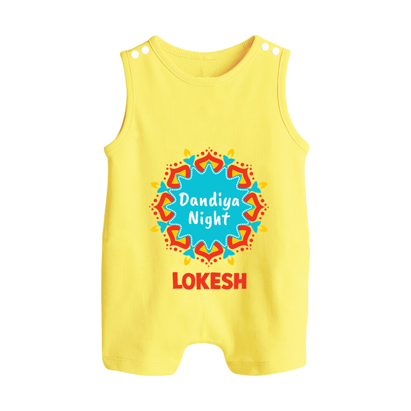 Dandiya Night Personalized Button Romper - PASTEL YELLOW - New Born (Chest 18")