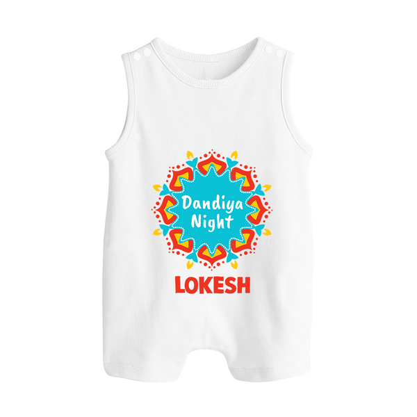 Dandiya Night Personalized Button Romper - WHITE - New Born (Chest 18")
