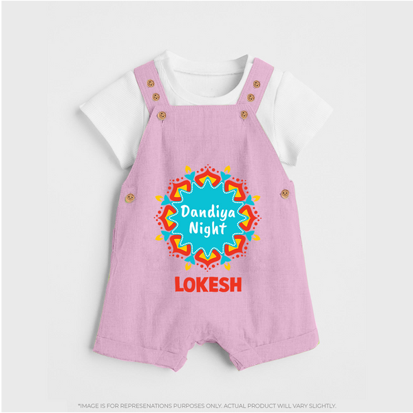 Dandiya Night Personalized Dungaree  - BABY PINK - 0 - 5 Months Old (Chest 18")