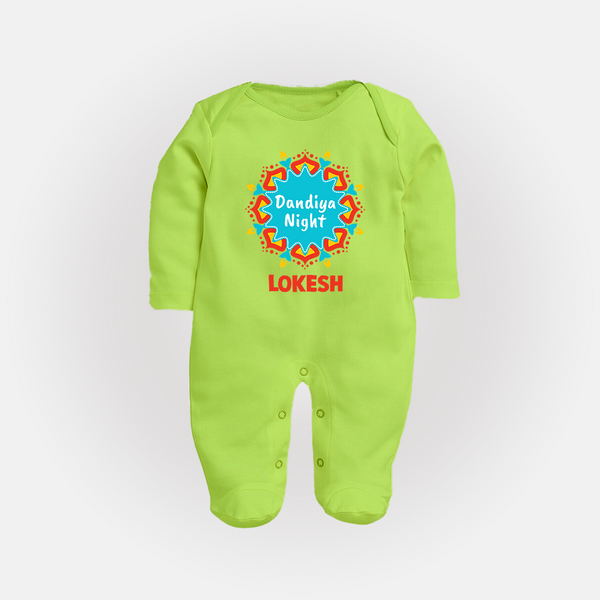 Dandiya Night Personalized Full Body Suit - LIME GREEN - New Born (Chest 7.5")