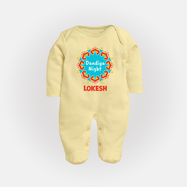 Dandiya Night Personalized Full Body Suit - PASTEL YELLOW - New Born (Chest 7.5")