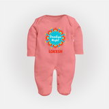 Dandiya Night Personalized Full Body Suit - PEACH - New Born (Chest 7.5")