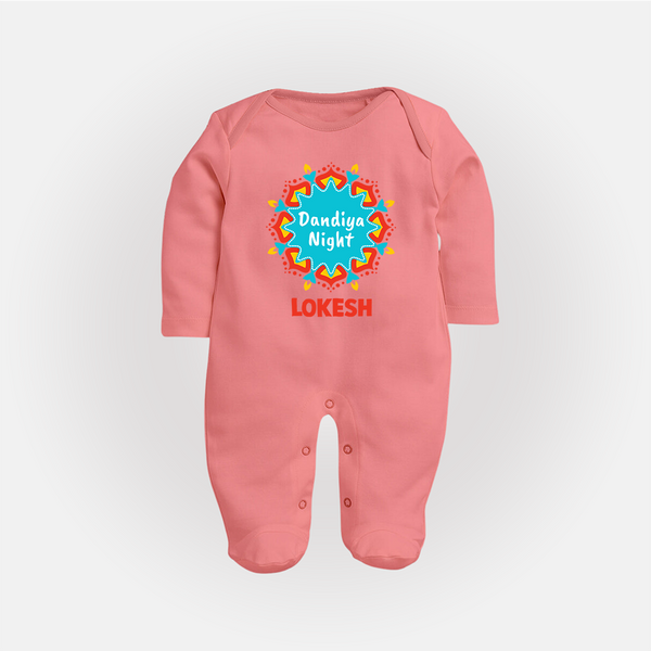 Dandiya Night Personalized Full Body Suit - PEACH - New Born (Chest 7.5")
