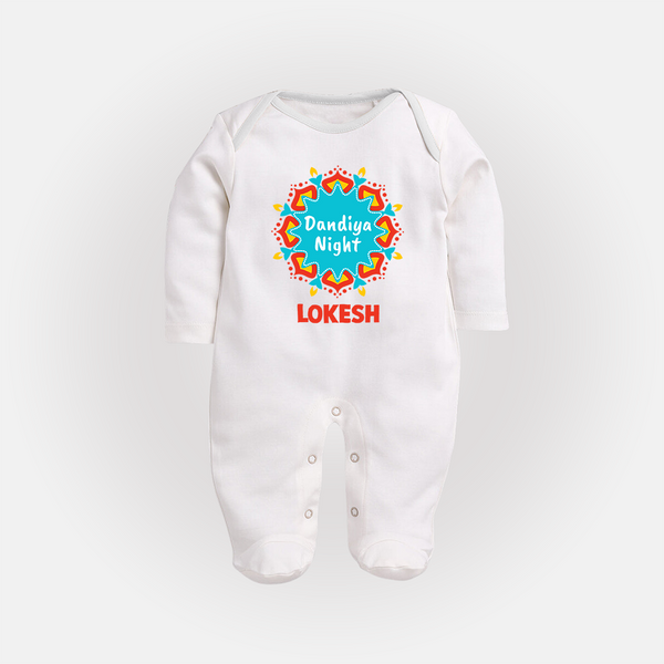 Dandiya Night Personalized Full Body Suit - WHITE - New Born (Chest 7.5")