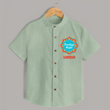 Dandiya Night Badge Print Personalized Kids Shirt - MINT GREEN - 0 - 6 Months Old (Chest 23")