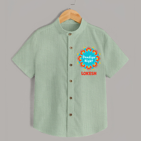 Dandiya Night Badge Print Personalized Kids Shirt - MINT GREEN - 0 - 6 Months Old (Chest 23")