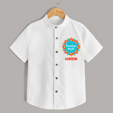 Dandiya Night Badge Print Personalized Kids Shirt - WHITE - 0 - 6 Months Old (Chest 23")