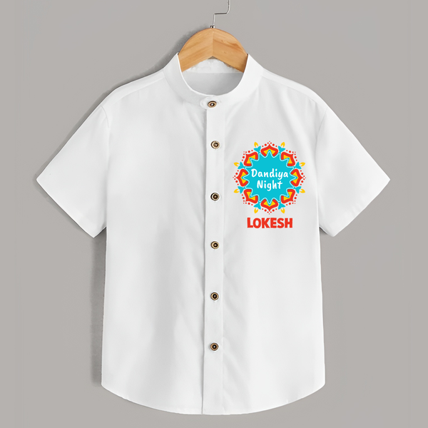 Dandiya Night Badge Print Personalized Kids Shirt - WHITE - 0 - 6 Months Old (Chest 23")