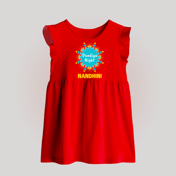Dandiya Night Personalized Baby Frock - RED - 0 - 3 Months Old (Chest 17")