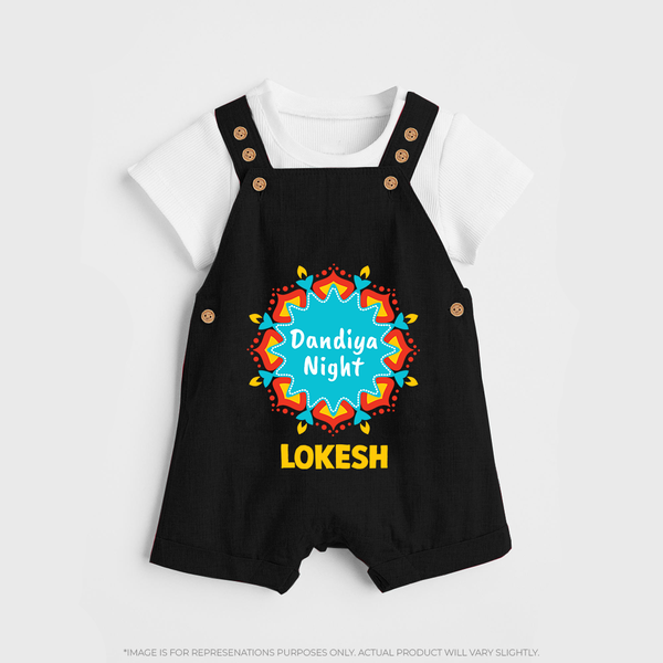 Dandiya Night Personalized Dungaree  - BLACK - 0 - 5 Months Old (Chest 18")