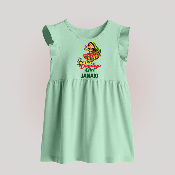 Garba Dandiya Girl Personalized Baby Frock - MINT GREEN - 0 - 3 Months Old (Chest 17")