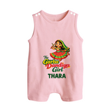 Garba Dandiya Girl Personalized Button Romper - BABY PINK - New Born (Chest 18")