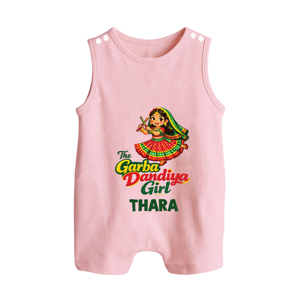 Garba Dandiya Girl Personalized Button Romper - BABY PINK - New Born (Chest 18")