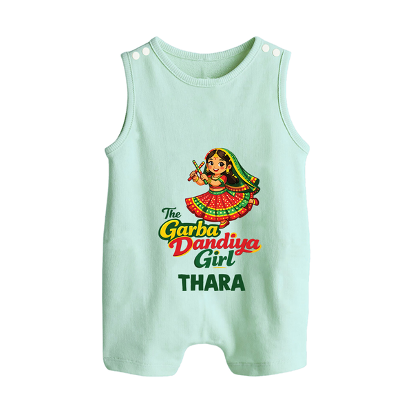 Garba Dandiya Girl Personalized Button Romper - MINT GREEN - New Born (Chest 18")