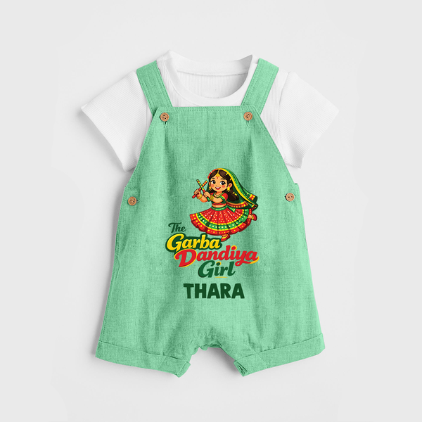 Garba Dandiya Girl Personalized Dungaree  - GREEN - 0 - 5 Months Old (Chest 18")