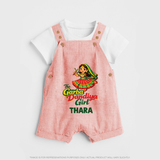 Garba Dandiya Girl Personalized Dungaree  - PEACH - 0 - 5 Months Old (Chest 18")