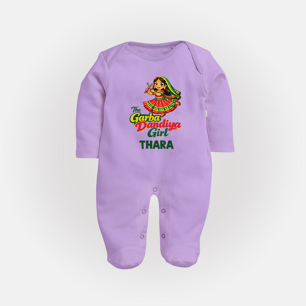 Garba Dandiya Girl Personalized Full Body Suit - LILAC - New Born (Chest 7.5")