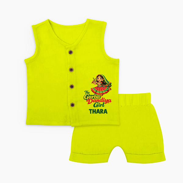 Garba Dandiya Girl Personalized Jabla Set - LIME GREEN - 0 - 3 Months Old (Chest 9.8")