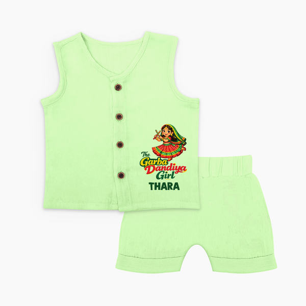 Garba Dandiya Girl Personalized Jabla Set - PASTEL GREEN - 0 - 3 Months Old (Chest 9.8")