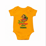 Garba Dandiya Girl Personalized Romper - CHROME YELLOW - New Born (Chest 14")