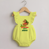 Garba Dandiya Girl Personalized Romper Frock - PASTEL YELLOW - 0 - 3 Months Old (Chest 19")