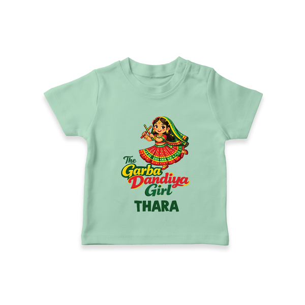 Garba Dandiya Girl Personalized T Shirt - MINT GREEN - 0-5 Months Old (Chest 17")