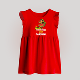 Garba Dandiya Girl Personalized Baby Frock - RED - 0 - 3 Months Old (Chest 17")