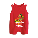 Garba Dandiya Girl Personalized Button Romper - RED - New Born (Chest 18")