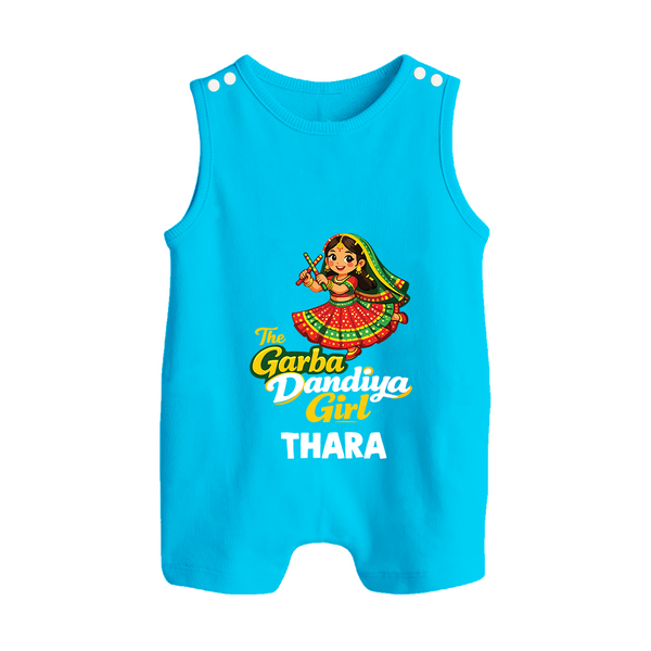 Garba Dandiya Girl Personalized Button Romper - SKY BLUE - New Born (Chest 18")