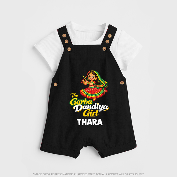 Garba Dandiya Girl Personalized Dungaree  - BLACK - 0 - 5 Months Old (Chest 18")