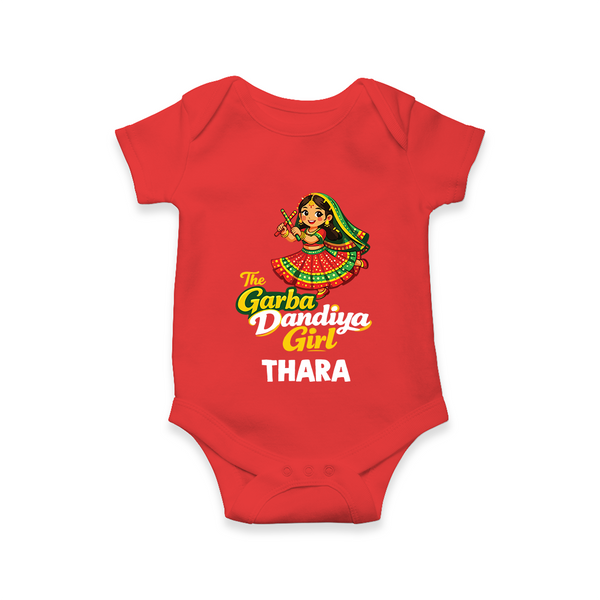 Garba Dandiya Girl Personalized Romper - RED - New Born (Chest 14")