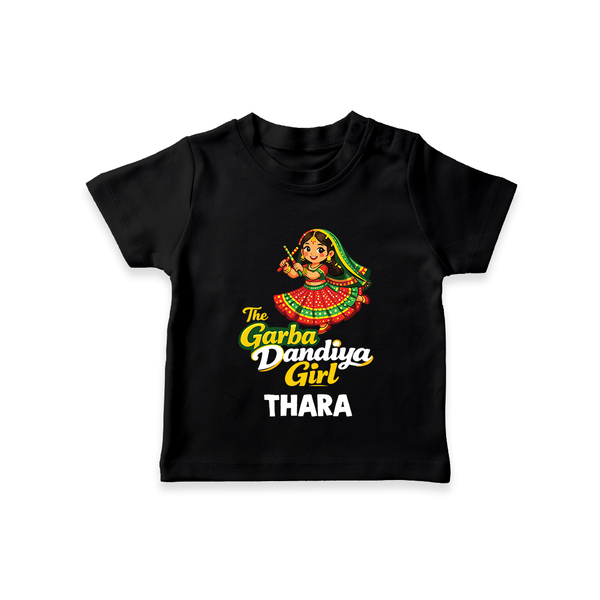 Garba Dandiya Girl Personalized T Shirt - BLACK - 0-5 Months Old (Chest 17")