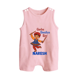 Garba Dandiya Boy Personalized Button Romper - BABY PINK - New Born (Chest 18")