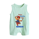 Garba Dandiya Boy Personalized Button Romper - MINT GREEN - New Born (Chest 18")