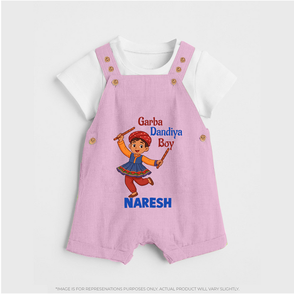 Garba Dandiya Boy Personalized Dungaree  - BABY PINK - 0 - 5 Months Old (Chest 18")