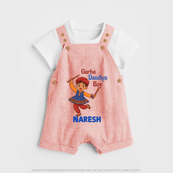Garba Dandiya Boy Personalized Dungaree  - PEACH - 0 - 5 Months Old (Chest 18")