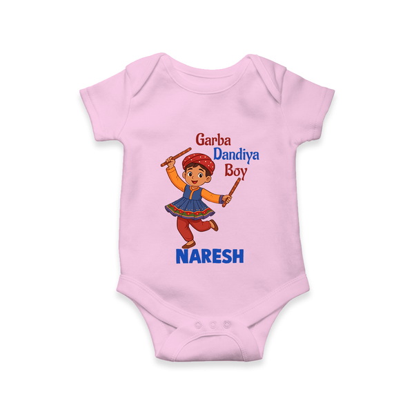 Garba Dandiya Boy Personalized Romper - BABY PINK - New Born (Chest 14")