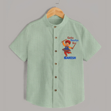 Garba Dandiya Boy Cartoon Print Personalized Kids Shirt - MINT GREEN - 0 - 6 Months Old (Chest 23")