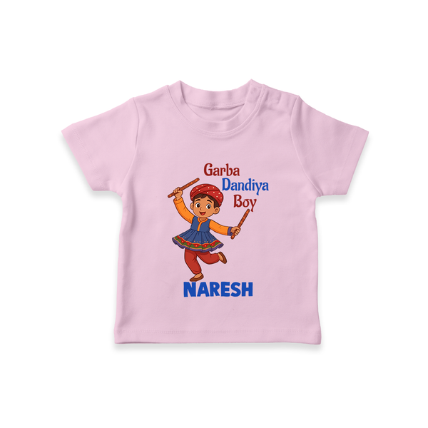 Garba Dandiya Boy Personalized T Shirt - BABY PINK - 0-5 Months Old (Chest 17")