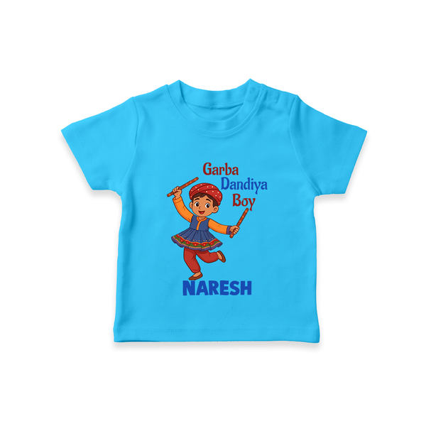Garba Dandiya Boy Personalized T Shirt - SKY BLUE - 0-5 Months Old (Chest 17")