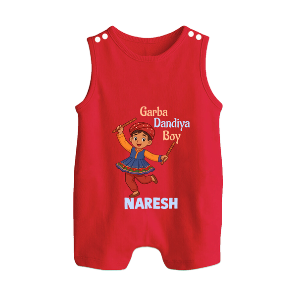 Garba Dandiya Boy Personalized Button Romper - RED - New Born (Chest 18")