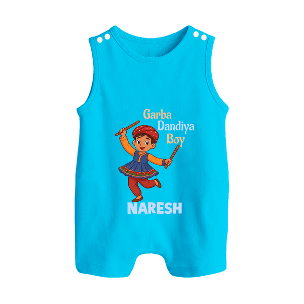 Garba Dandiya Boy Personalized Button Romper - SKY BLUE - New Born (Chest 18")