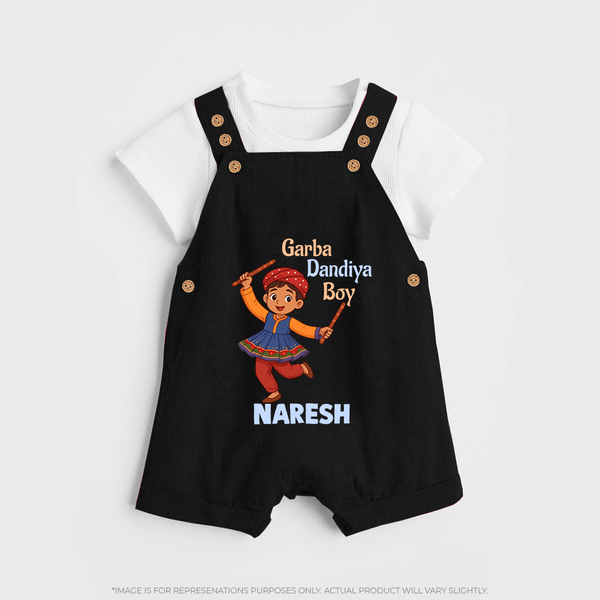 Garba Dandiya Boy Personalized Dungaree  - BLACK - 0 - 5 Months Old (Chest 18")