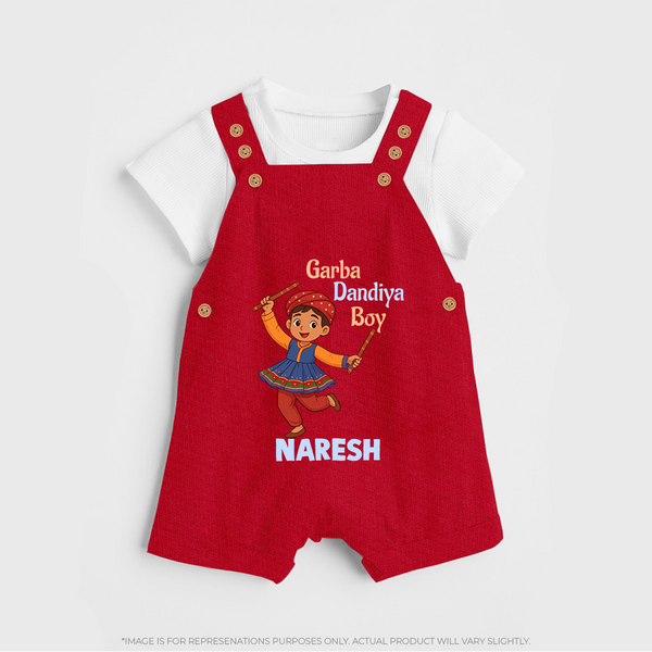 Garba Dandiya Boy Personalized Dungaree  - RED - 0 - 5 Months Old (Chest 18")