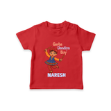 Garba Dandiya Boy Personalized T Shirt - RED - 0-5 Months Old (Chest 17")