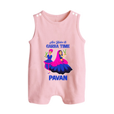 See You in Garba Time Personalized Button Romper - BABY PINK - New Born (Chest 18")