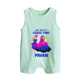 See You in Garba Time Personalized Button Romper - MINT GREEN - New Born (Chest 18")