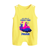 See You in Garba Time Personalized Button Romper - PASTEL YELLOW - New Born (Chest 18")