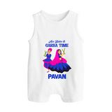 See You in Garba Time Personalized Button Romper - WHITE - New Born (Chest 18")